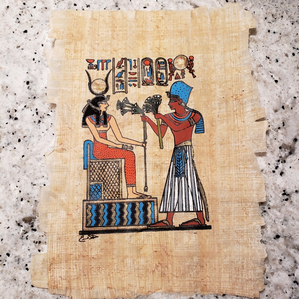 Egyptian authentic vintage painting on papyrus paper.
